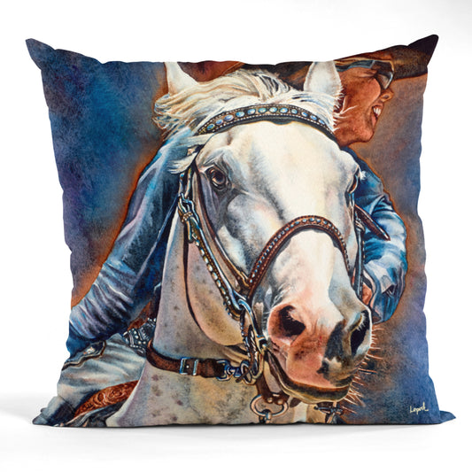 Horse Art Faux Suede Throw Pillow - “At the Ready”