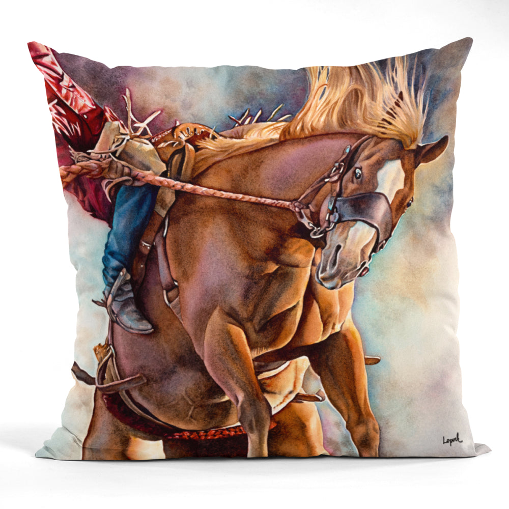 Horse Art Faux Suede Throw Pillow - “Hang Ten”