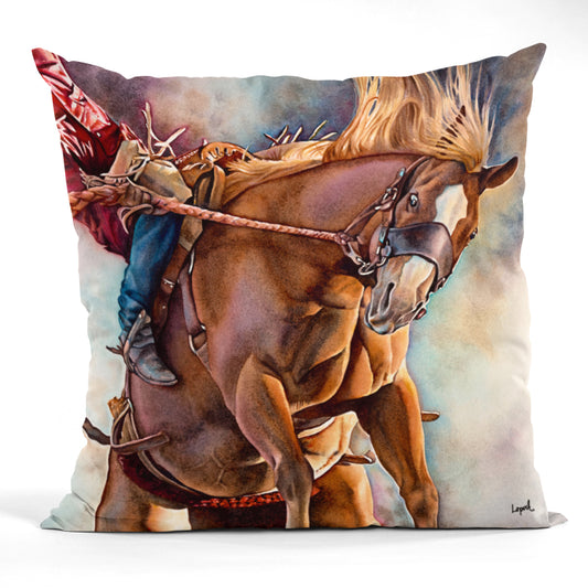 Horse Art Faux Suede Throw Pillow - “Hang Ten”