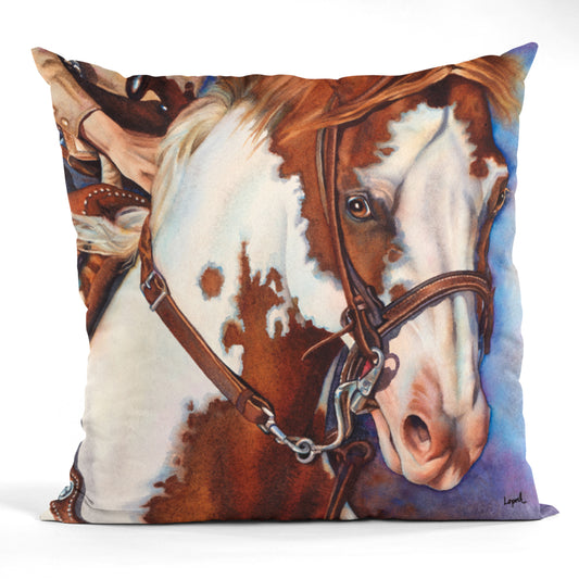 Horse Art Faux Suede Throw Pillow - “Packin’ Heat”