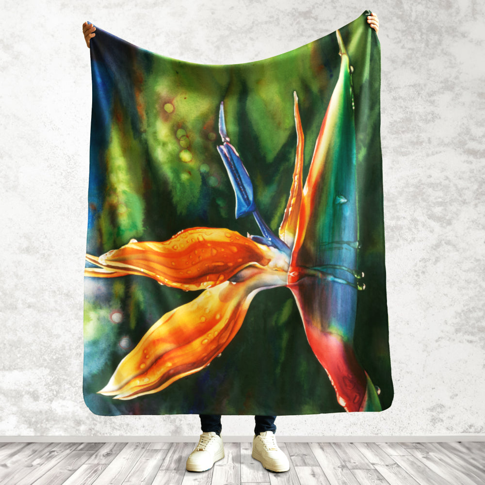 Floral Art Printed Sherpa Throw Blanket - “Morning in Maui”