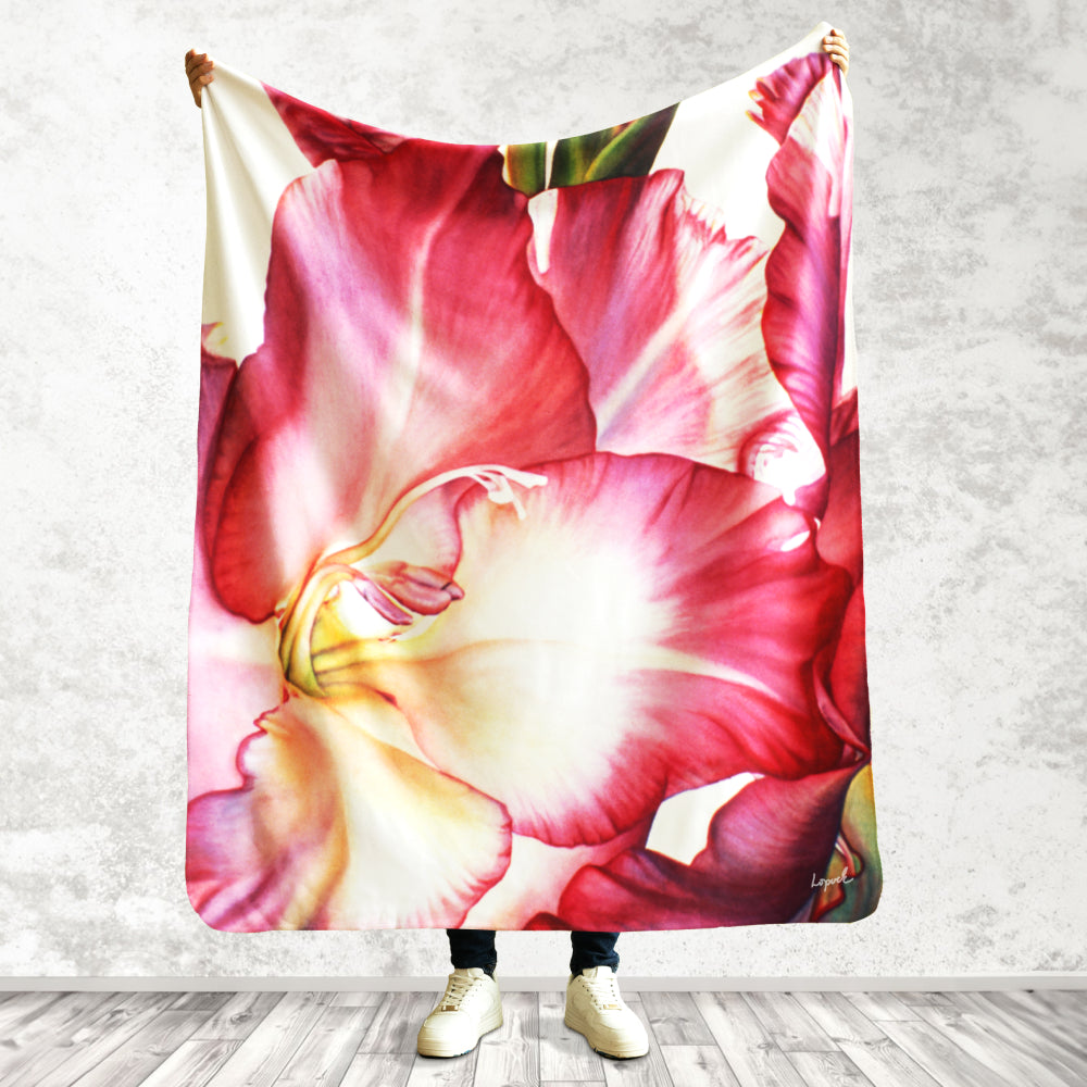 Floral Art Printed Sherpa Throw Blanket - “Luminance”