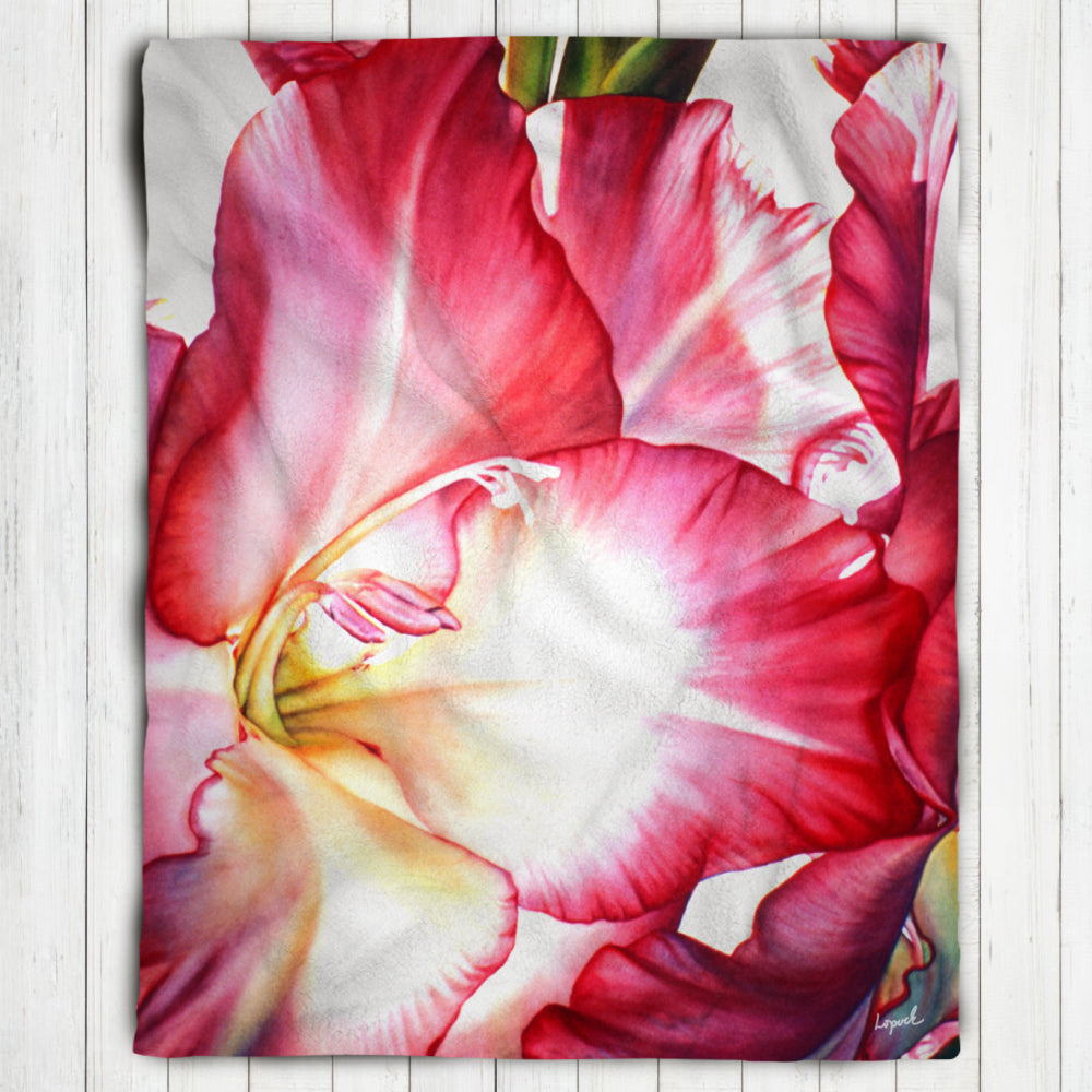 Floral Art Printed Sherpa Throw Blanket - “Luminance”