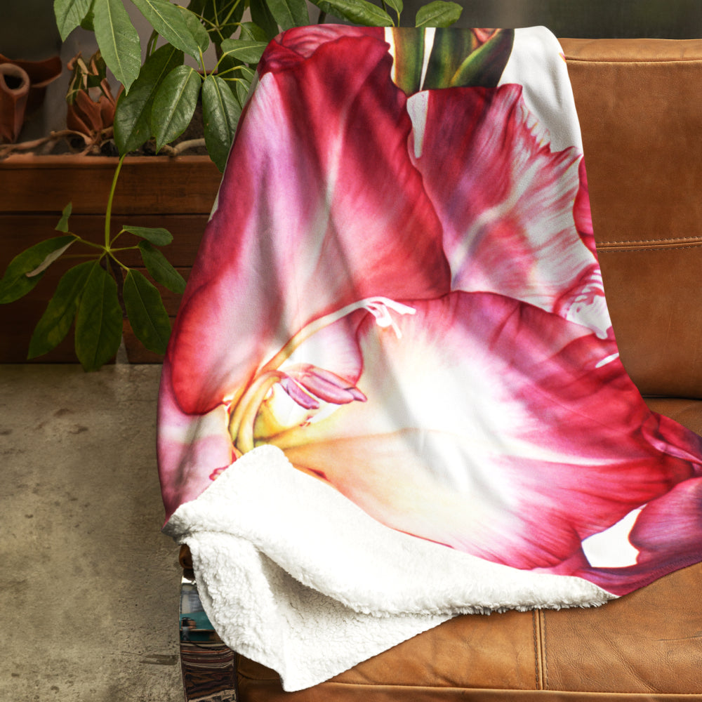 Floral Art Printed Sherpa Throw Blanket - “Luminance”