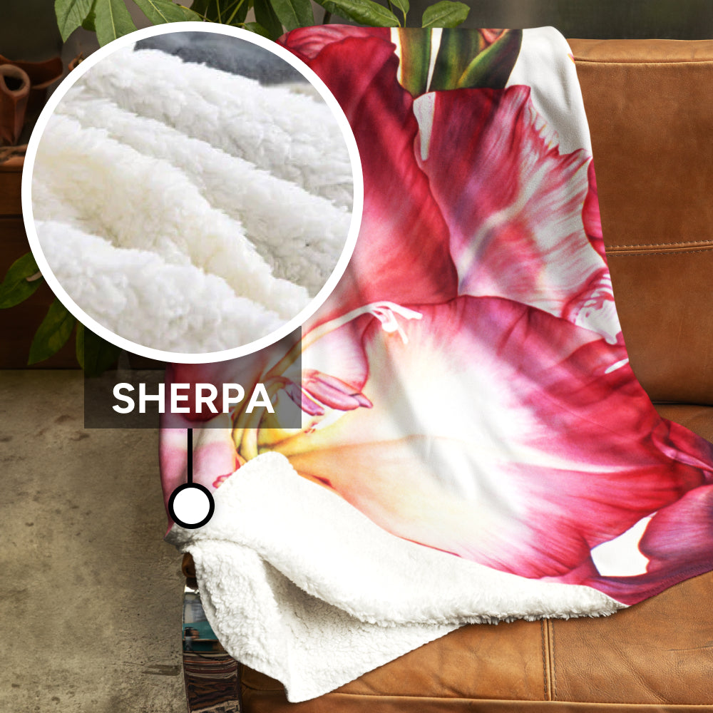 Floral Art Printed Sherpa Throw Blanket - “Luminance”