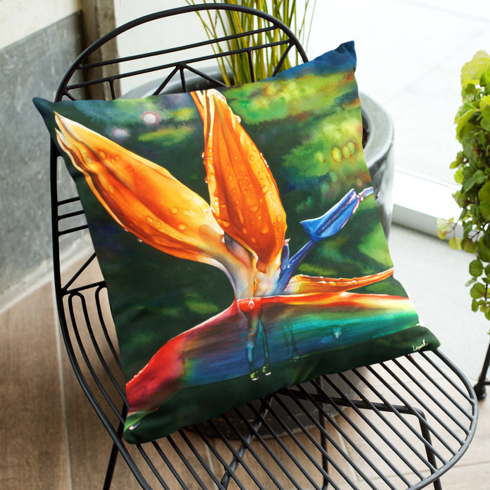 Floral Art Faux Suede Throw Pillow - “Morning in Maui”