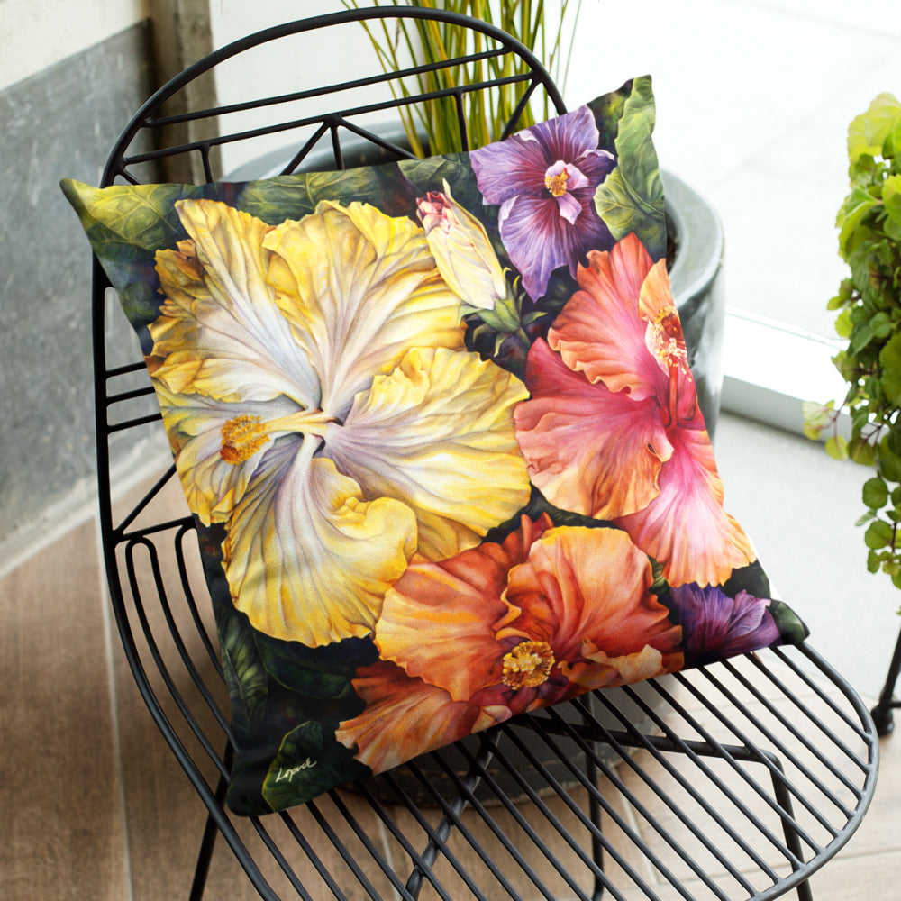 Floral Art Faux Suede Throw Pillow - “On the Kona Side”