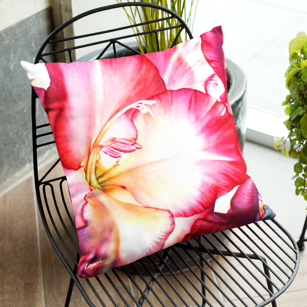 Floral Art Faux Suede Throw Pillow - “Luminance”