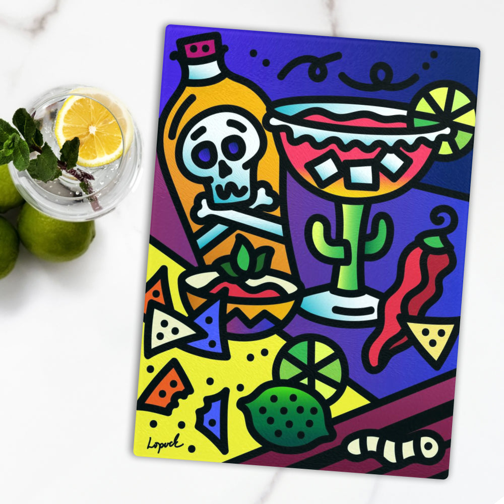 "Margarita Night" - Tempered Glass Cutting Board