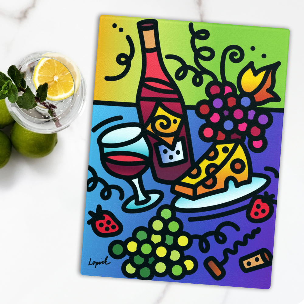 "Tipsy" - Tempered Glass Cutting Board