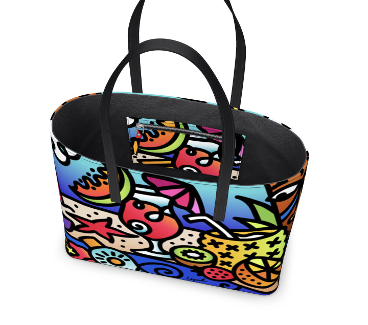 "Liquid Vacation" Leather Tote Bag