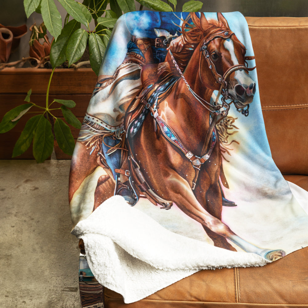 Fine Art Printed Throw Blanket - Guns Blazin'