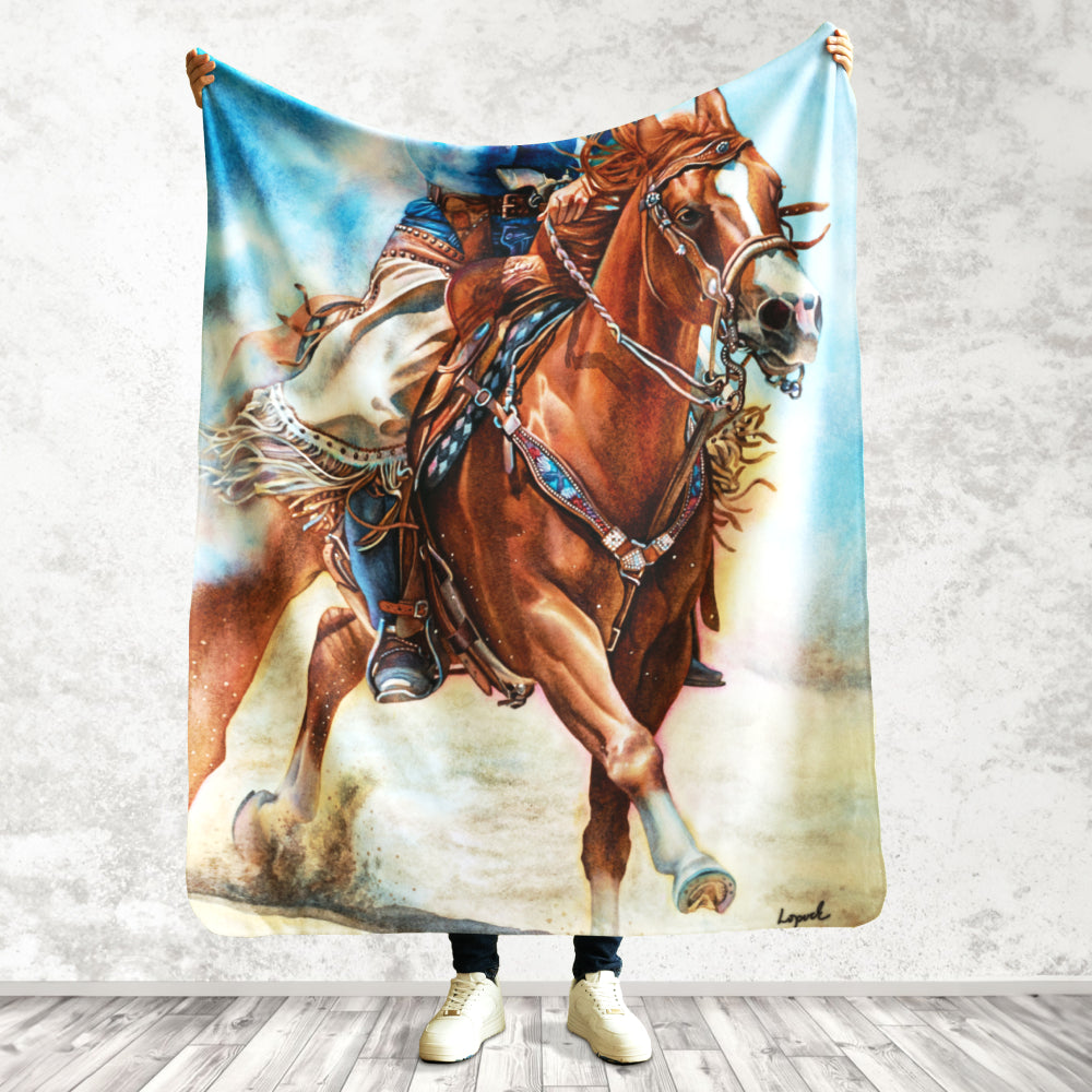 Fine Art Printed Throw Blanket - Guns Blazin'