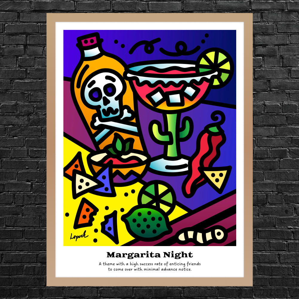 “Margarita Night” - Framed Drinking Humor Poster