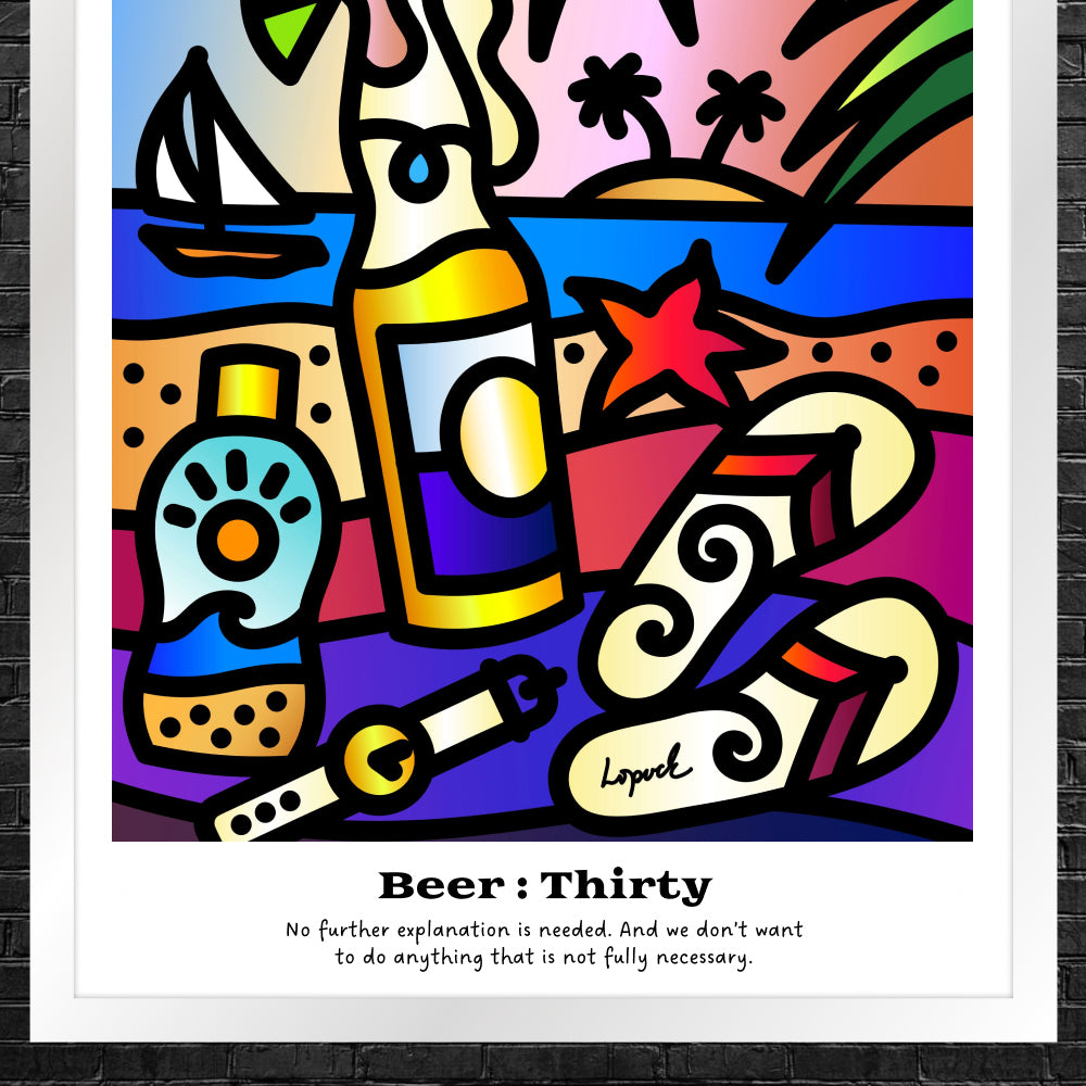 “Beer : Thirty” - Framed Drinking Humor Poster