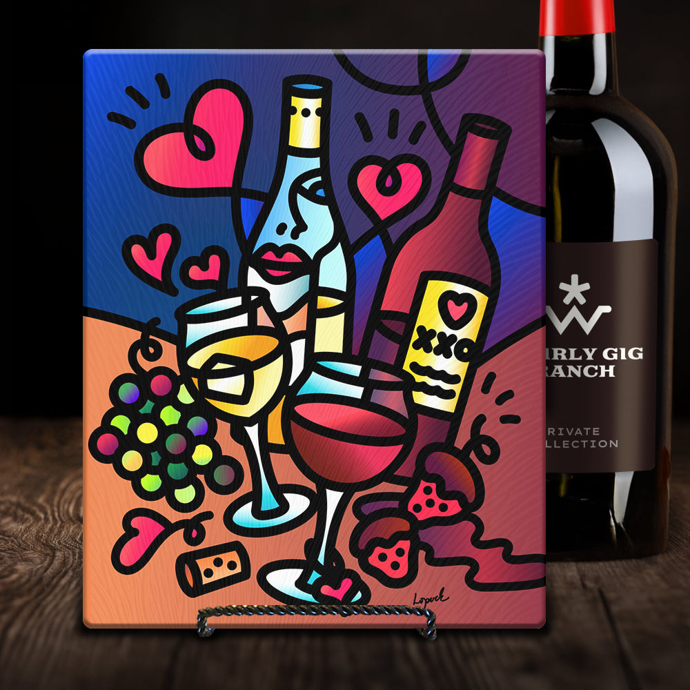 "Wine Lover" - Tempered Glass Cutting Board