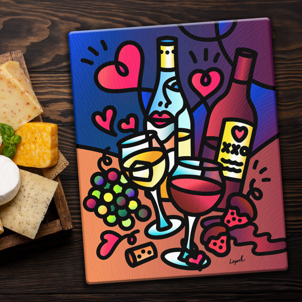 "Wine Lover" - Tempered Glass Cutting Board