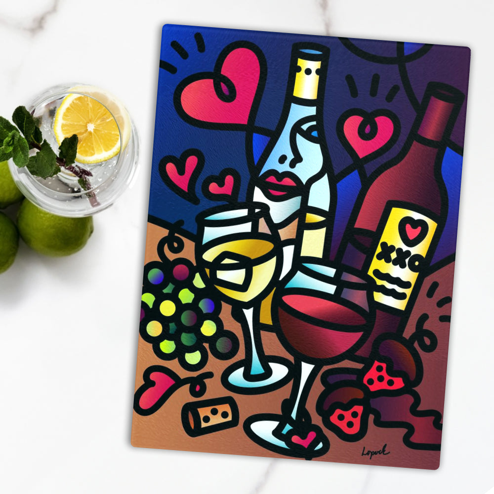 "Wine Lover" - Tempered Glass Cutting Board