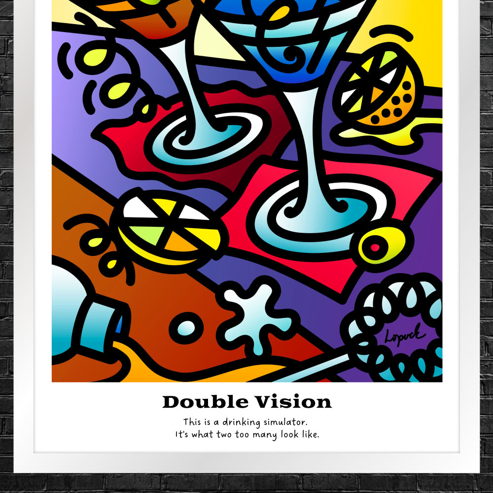 “Double Vision” - Framed Drinking Humor Poster