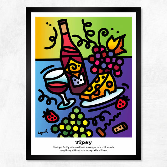 “Tipsy” - Framed Drinking Humor Poster