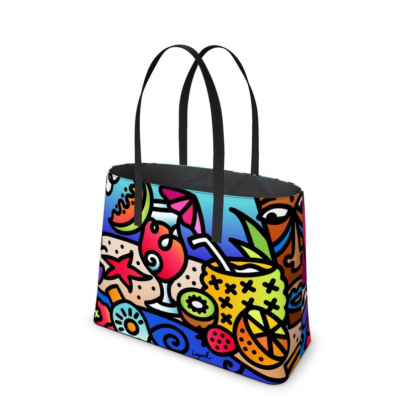 "Liquid Vacation" Leather Tote Bag