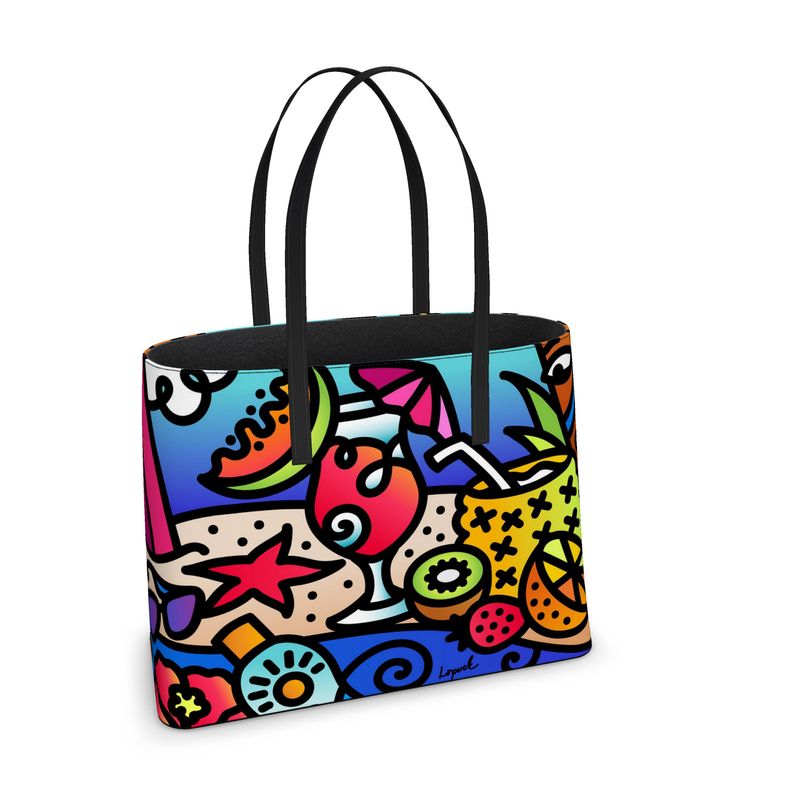 "Liquid Vacation" Leather Tote Bag