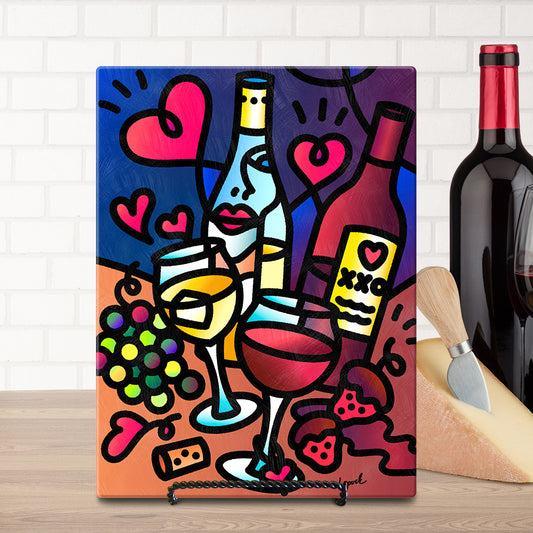 "Wine Lover" - Tempered Glass Cheese Board